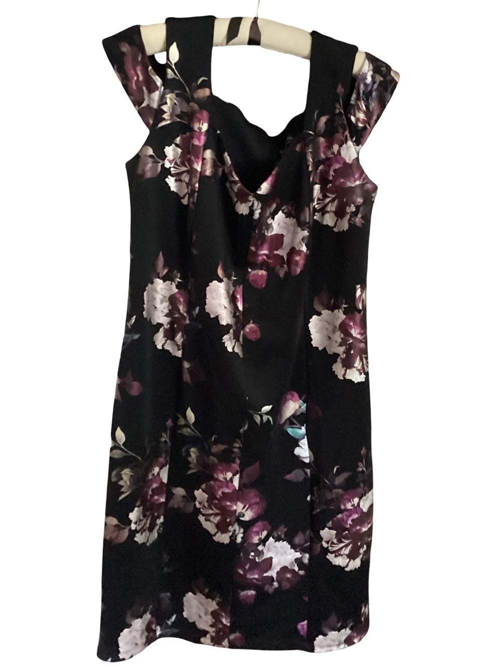 🍁 Alexa B Nites Beautiful Black Dress w/Metallic Flowers Size 16W